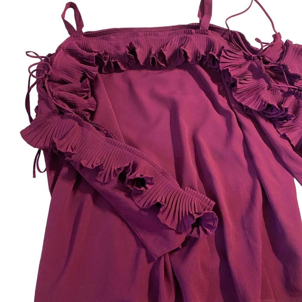 Lane Bryant purple cold shoulder ruffle lace up sleeve size 20 - Picture 7 of 9
